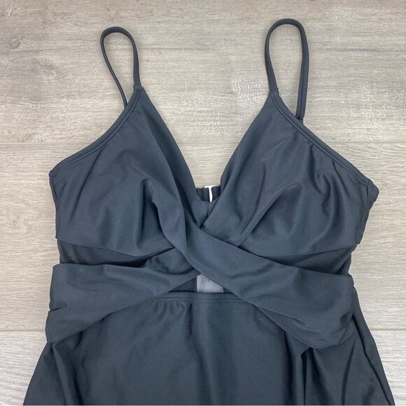 Cupshe Black Forest Adventure Solid Mesh Wrap Front Cutout One Piece Sz.S NWT - Picture 5 of 16